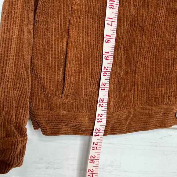 Umgee Color Block Corduroy Jacket Leopard Print Shacket Brown Size Medium - Picture 6 of 9